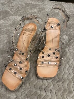 NEW Dolce Vita Clear Crystal Studded Wedges Size: 6